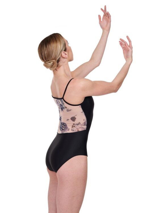 Claudia-blk-side Claudia Floral Mesh Camisole Leotard