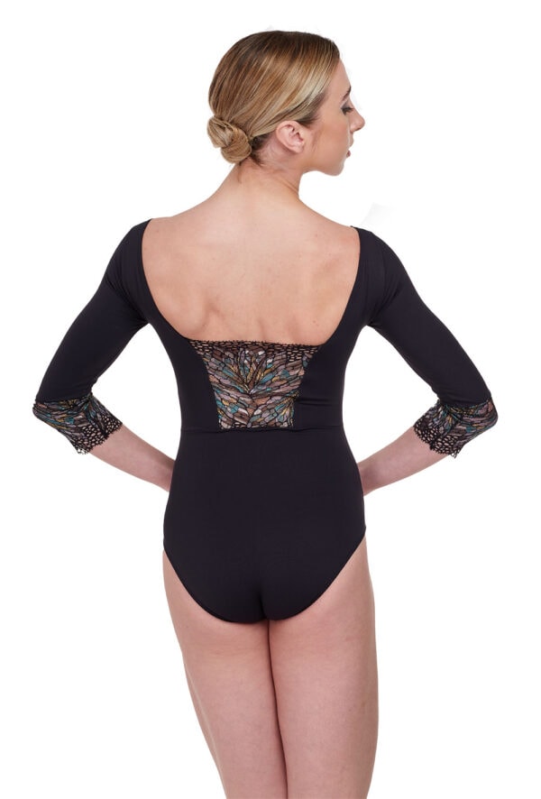 Christina Lace Trim 3/4 Sleeve Leotard