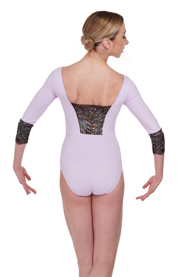 Christina Lace Trim 3/4 Sleeve Leotard