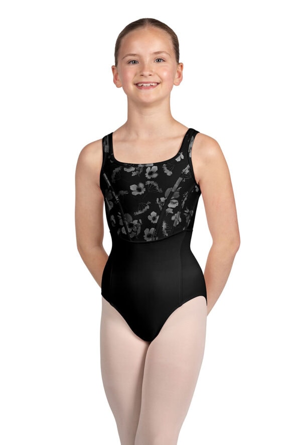 CL5245_BLK_FRONT Girls / Tween Hadley Floral Leotard
