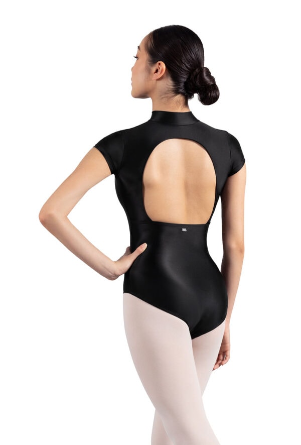 M5106LM_BLK_BACK Zip Front Glow Leotard