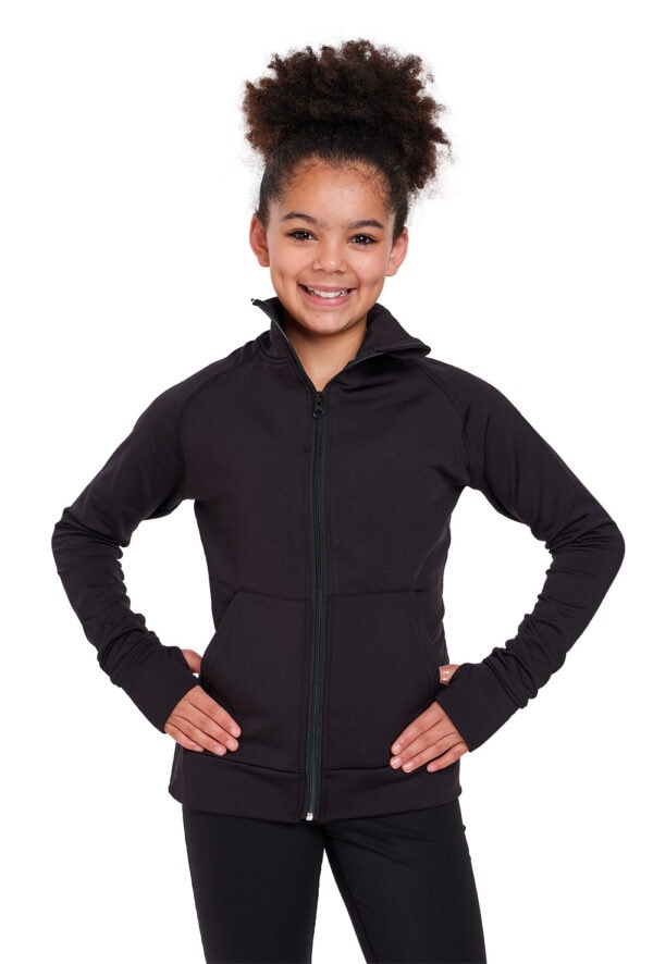 Silky-full-zip-jacket-kids-front-2 Kid's Full Zip Dance Uniform/ Squad Jacket - Logo Service Available