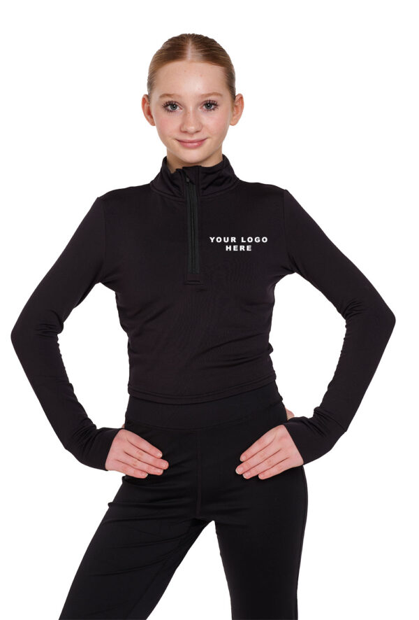 Silky-half-zip-jacket-with-logo-adults-front Ladies Long Sleeve Zip Crop Top - Logo Service Available