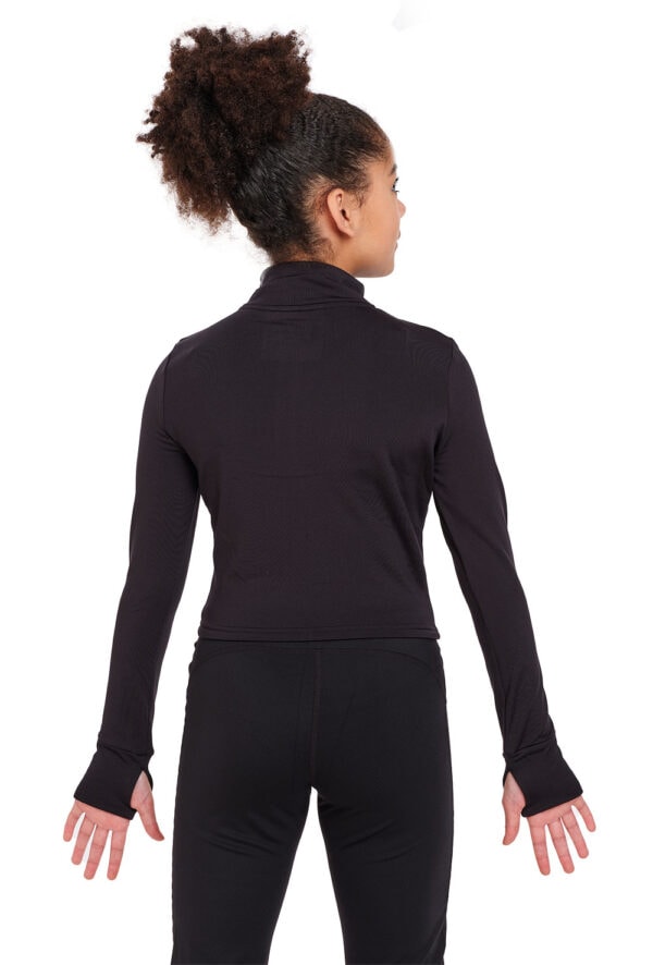 Silky-half-zip-jacket-with-logo-kids-back Kids Long Sleeve Zip Crop Top - Logo Service Available