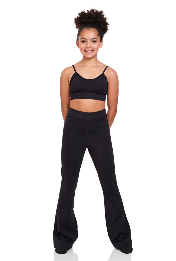 Silky-jazz-pants-kids-front Kids Flared Dance Jazz / Yoga Leggings