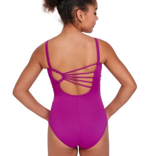 Girls Camisole Leotard with Diamanté Detail